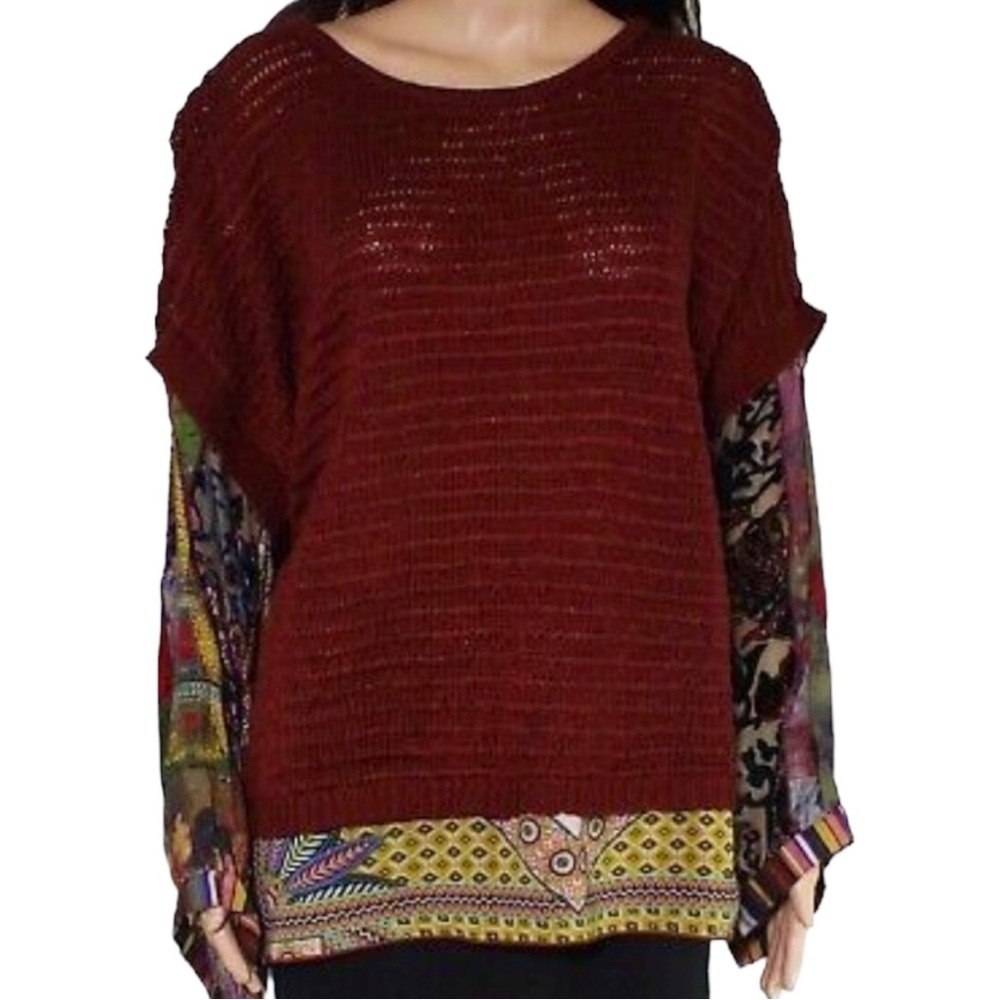 NWT‎ JOHN MARK Pullover Mixed Media Knit Sweater. Size Medium